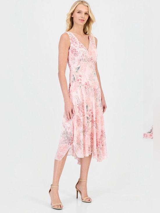 connected apparel Dresses & Skirts - Connected Apparel Floral Airy Spring Summer Preppy Blush Pink Midi Dress Size 16